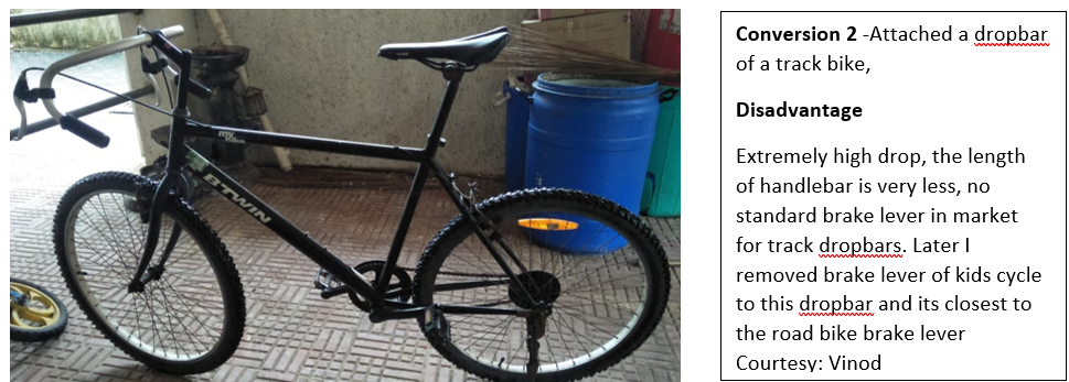 Extremely high drop, reduced length of handlebar, no standard brake lever in market for track dropbars. 